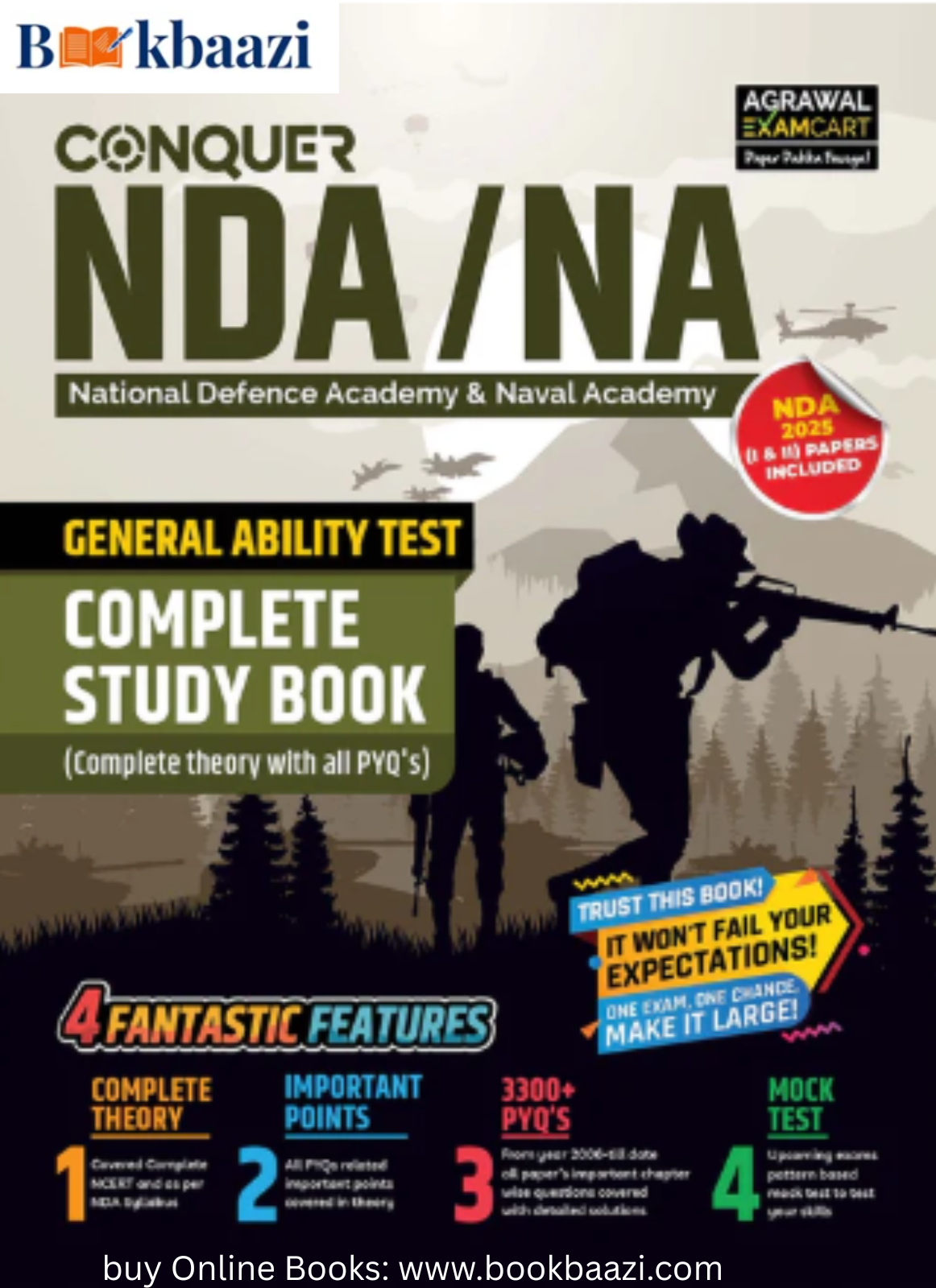 Agarwal Examcart NDA/NA General Ability Test Guide & PYQ Book With Complete Theory in English