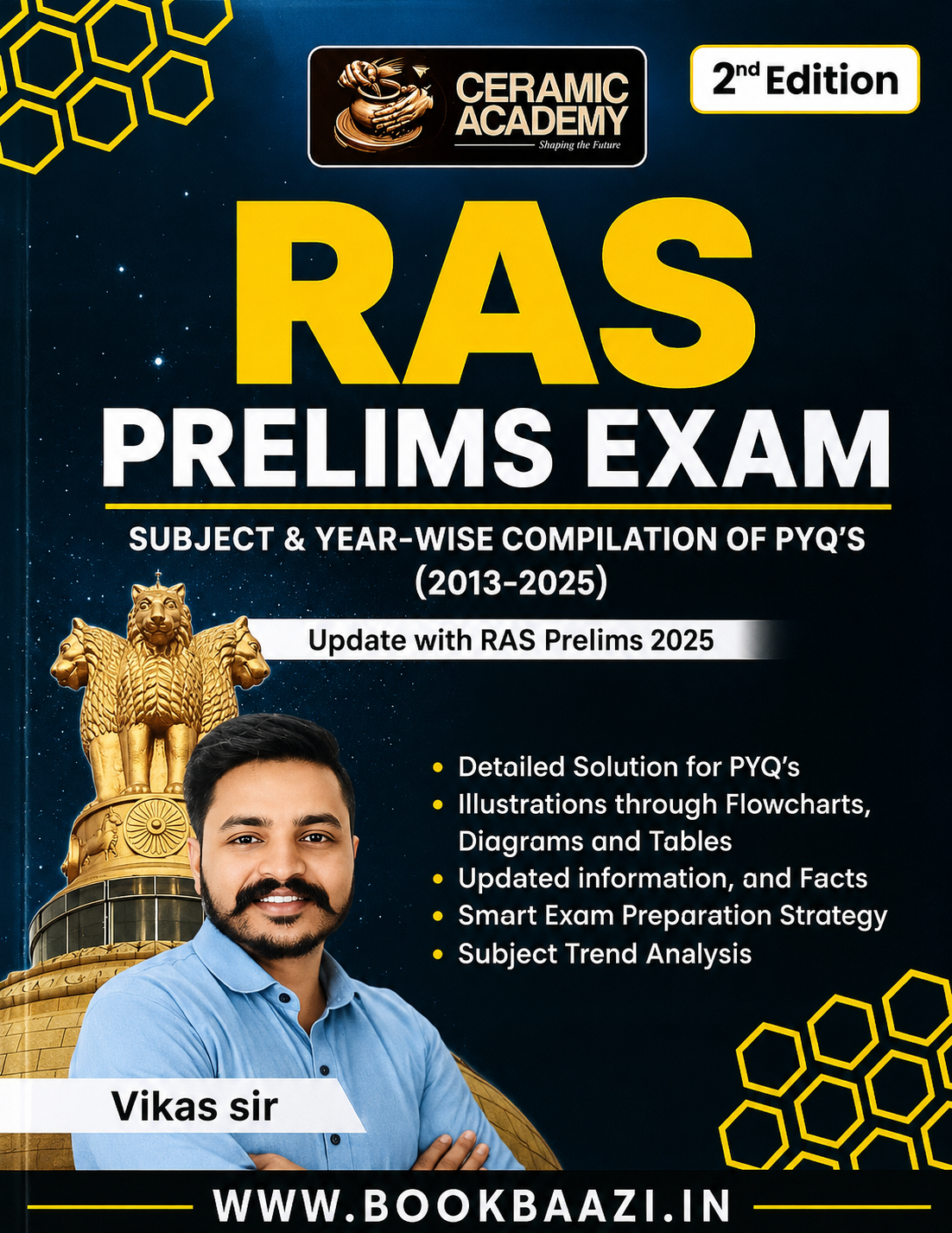 Ceramic Academy RAS Prarambhik Pariksha (2013-2025) Prelims 2nd Edition PYQ ( English Medium ) by Vikas Gupta Sir
